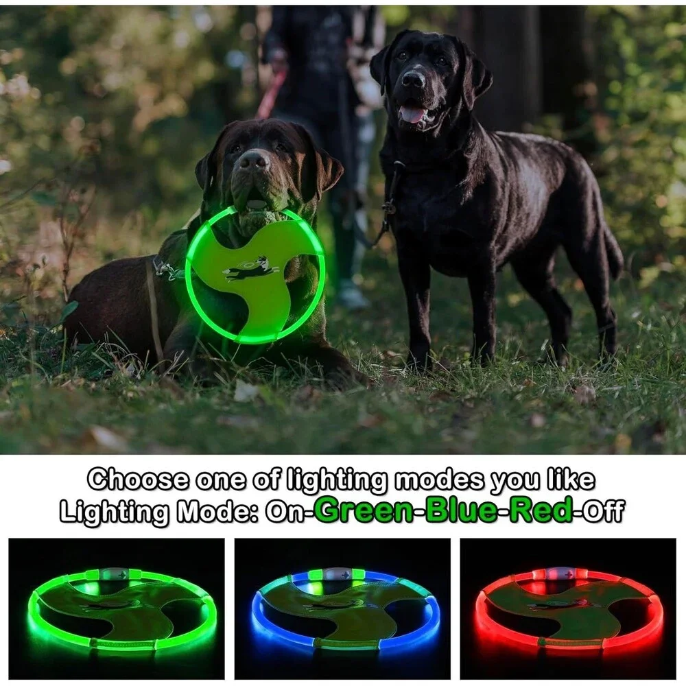 Dog Flying Disc Toy, Glow in The Dark Nylon Fetch Toy for Dogs, Green